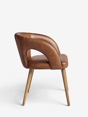 Set of 2 Distressed Faux Leather Tan Brown Orton Oak Effect Leg Dining Chairs - Image 6 of 9