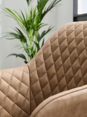 Set of 2 Arona Faux Leather Caramel Hamilton Black Leg Quilted Dining Chairs - Image 2 of 9