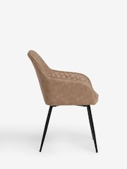 Set of 2 Arona Faux Leather Caramel Hamilton Black Leg Quilted Dining Chairs - Image 6 of 9
