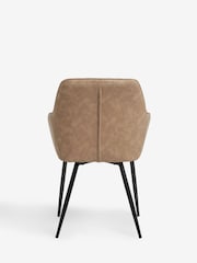 Set of 2 Arona Faux Leather Caramel Hamilton Black Leg Quilted Dining Chairs - Image 8 of 9