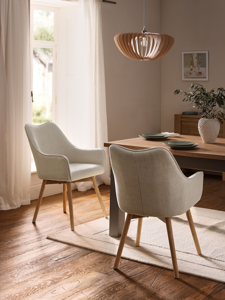 Set of 2 Brushed Weave Oyster Birkley Dining Chairs - Image 1 of 10