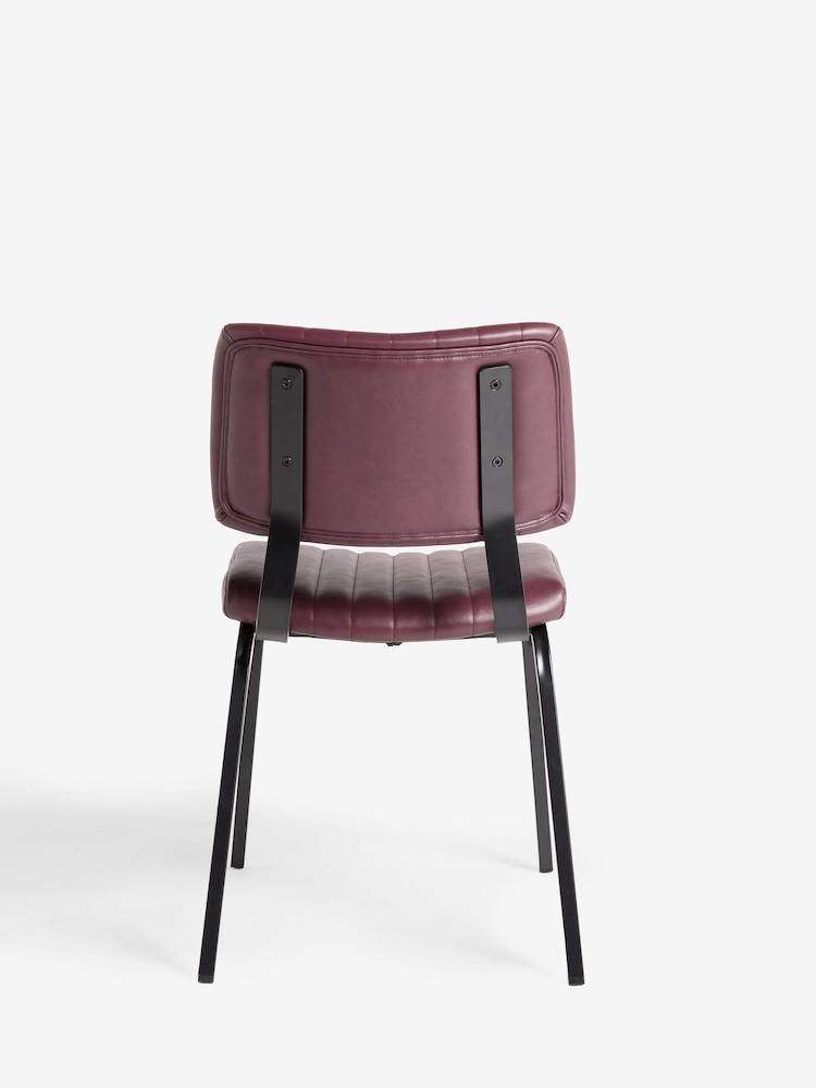 Set of 2 Distressed Faux Leather Wine Aiden Black Leg Dining Chairs - Image 7 of 7