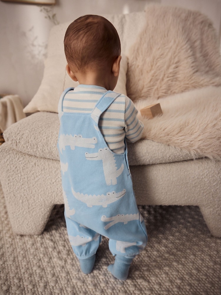 Blue Crocodile Jersey Baby Dungarees And Bodysuit Set (0mths-2yrs) - Image 4 of 11