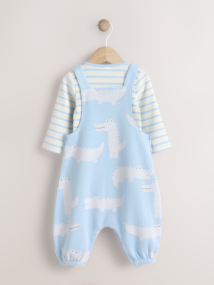 Blue Crocodile Jersey Baby Dungarees And Bodysuit Set (0mths-2yrs) - Image 5 of 11