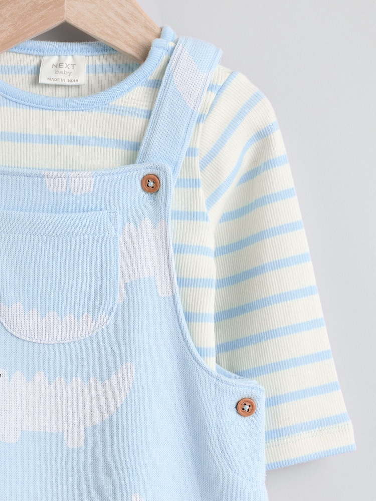 Blue Crocodile Jersey Baby Dungarees And Bodysuit Set (0mths-2yrs) - Image 6 of 11