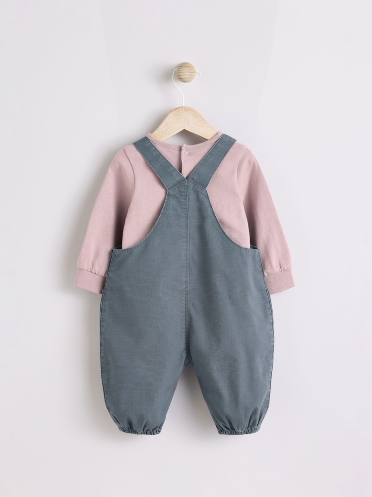 Gris antracita - Conjunto de peto y bodi tejido de algodón 100 % para bebé (0 meses - 2 años) - Imagen 2 de 14