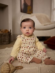 Mineral Harlequin Baby Woven 100% Cotton Dungarees and Bodysuit Set (0mths-2yrs) - Image 2 of 11