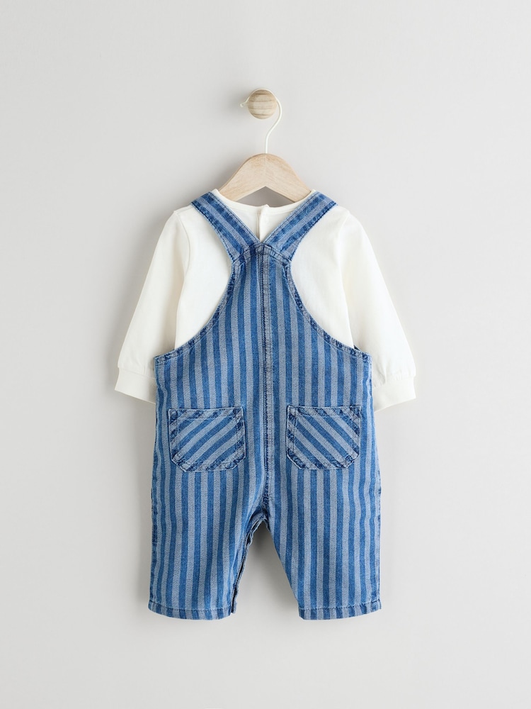 Stripe Baby Denim Dungarees and Bodysuit Set (0mths-2yrs) - Image 2 of 10