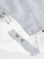 Grey/White Baby Woven 100% Cotton Dungaree and Bodysuit Set (0mths-3yrs) - Image 10 of 11