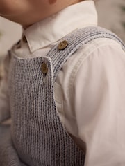 Grey/White Baby Woven 100% Cotton Dungaree and Bodysuit Set (0mths-3yrs) - Image 4 of 11