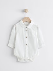 Grey/White Baby Woven 100% Cotton Dungaree and Bodysuit Set (0mths-3yrs) - Image 7 of 11