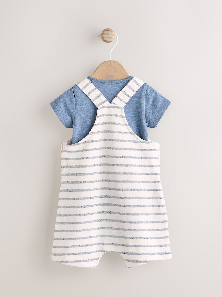Blue Nautical Jersey 100% Cotton Dungaree and Bodysuit Baby Set (0mths-2yrs) - Image 3 of 9