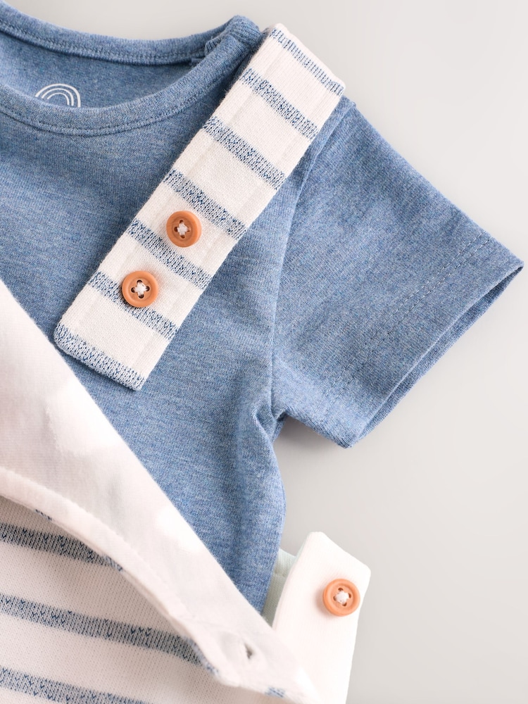 Blue Nautical Jersey 100% Cotton Dungaree and Bodysuit Baby Set (0mths-2yrs) - Image 6 of 9