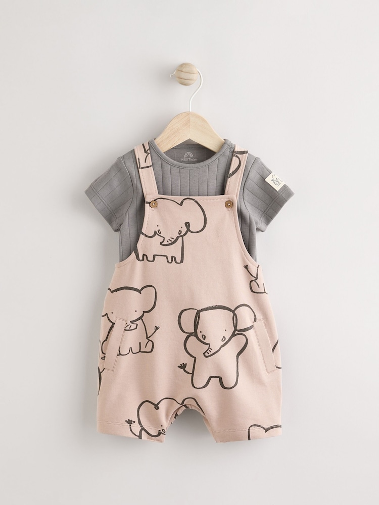 Mono-Elefant - Jersey-Babyset aus 100 % Baumwolle mit Latzhose und Body (0Monate -2Jahre) - Bild 1 von 9