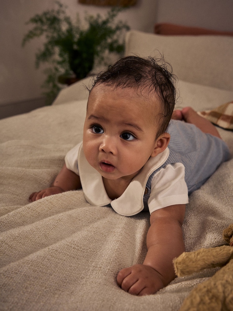 Grey 100% Cotton Smart Baby Romper, Bodysuit And Socks Dungarees Set (0mths-2yrs) - Image 3 of 13