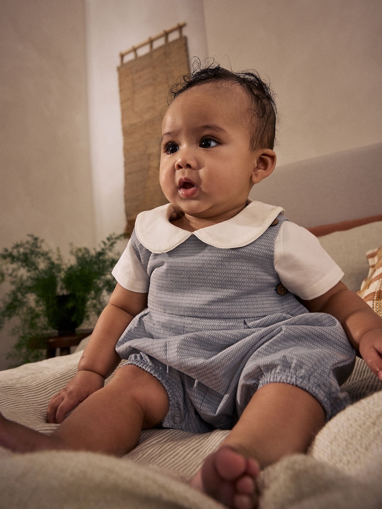 Grey 100% Cotton Smart Baby Romper, Bodysuit And Socks Dungarees Set (0mths-2yrs) - Image 4 of 13