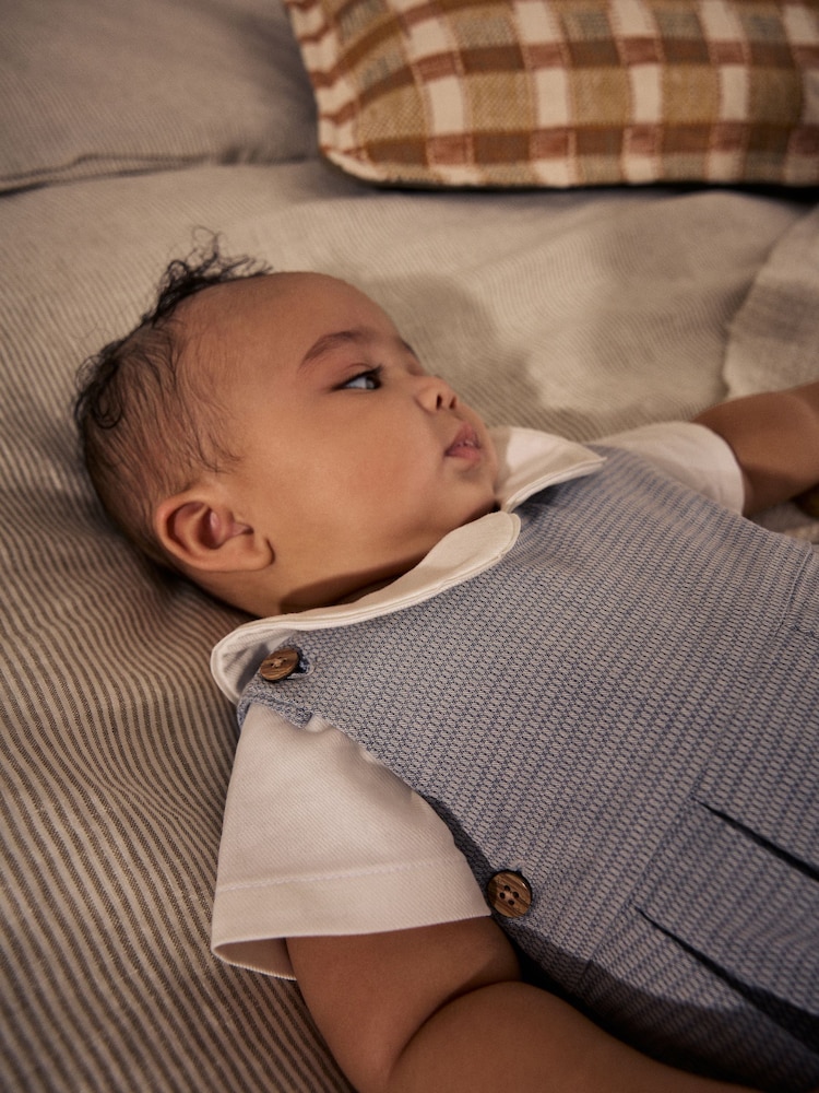 Grey 100% Cotton Smart Baby Romper, Bodysuit And Socks Dungarees Set (0mths-2yrs) - Image 5 of 13