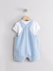 Blue Check Baby Woven Dungaree and Bodysuit Set (0mths-2yrs) - Image 2 of 8