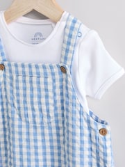 Blue Check Baby Woven Dungaree and Bodysuit Set (0mths-2yrs) - Image 4 of 8