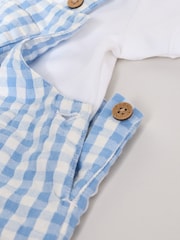 Blue Check Baby Woven Dungaree and Bodysuit Set (0mths-2yrs) - Image 7 of 8