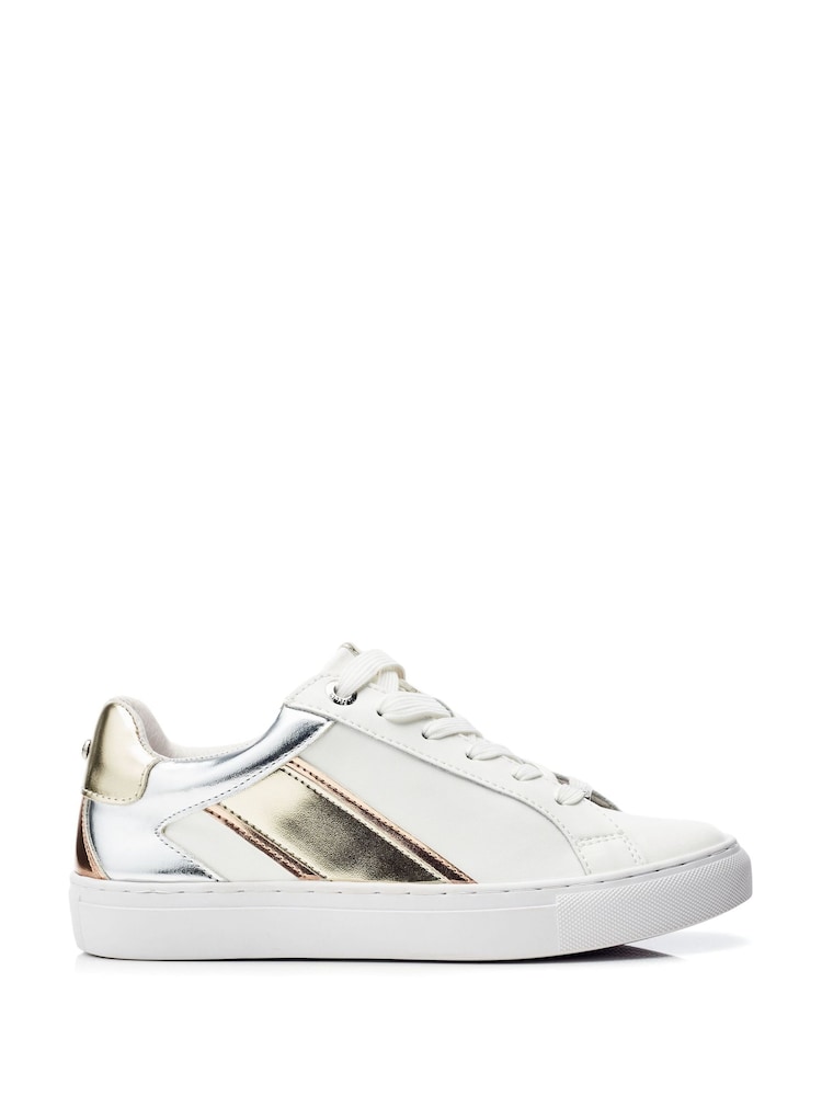 Moda in Pelle Abrini Multi Panel Slab Sole White Trainers - Image 1 of 4