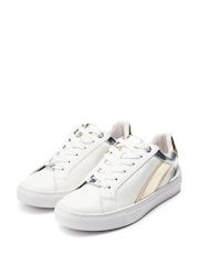 Moda in Pelle Abrini Multi Panel Slab Sole White Trainers - Image 2 of 4