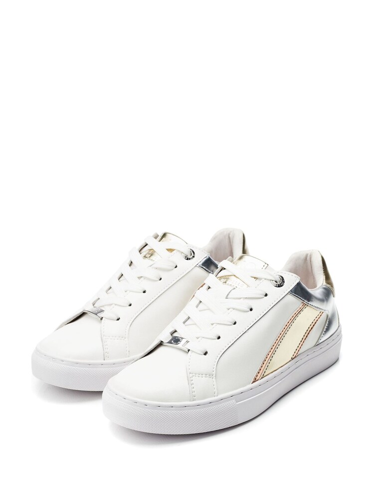 Moda in Pelle Abrini Multi Panel Slab Sole White Trainers - Image 2 of 4