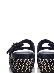 Moda in Pelle Oceania Glitz Buckle Footbed Black Sandals - Image 3 of 4