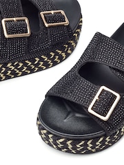 Moda in Pelle Oceania Glitz Buckle Footbed Black Sandals - Image 4 of 4