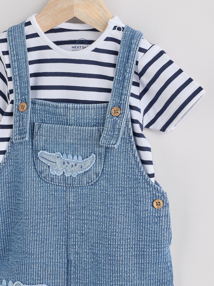 Blue Croc Baby Denim Dungaree and Bodysuit Set (0mths-2yrs) - Image 4 of 8