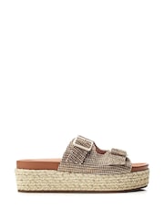 Moda in Pelle Gold Oceania Glitz Buckle Footbed Sandals - Image 1 of 1