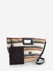 Moda In Pelle Sorrento Striped Raffia Tote Bag - Image 1 of 4