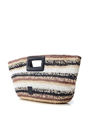Moda In Pelle Sorrento Striped Raffia Tote Bag - Image 3 of 4