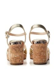 Gold - Moda In Pelle Peppermint Wrap Wedge Sandals - Image 3 of 4