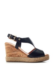 Moda in Pelle Petrina T-Bar Front Wedge Black Sandals - Image 1 of 4
