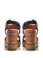 Moda in Pelle Petrina T-Bar Front Wedge Black Sandals - Image 3 of 4