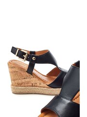 Moda in Pelle Petrina T-Bar Front Wedge Black Sandals - Image 4 of 4
