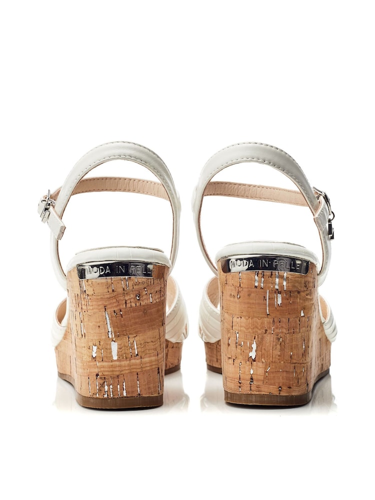 Blanco - Sandalias de cuña cruzadas Peppermint de Moda In Pelle - Imagen 2 de 4 Blanco - Sandalias de cuña cruzadas Peppermint de Moda In Pelle - Imagen 2 de 4