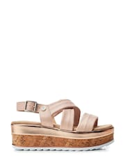 Moda In Pelle Romani Assymetric Part Cork Wedges - Image 1 of 4