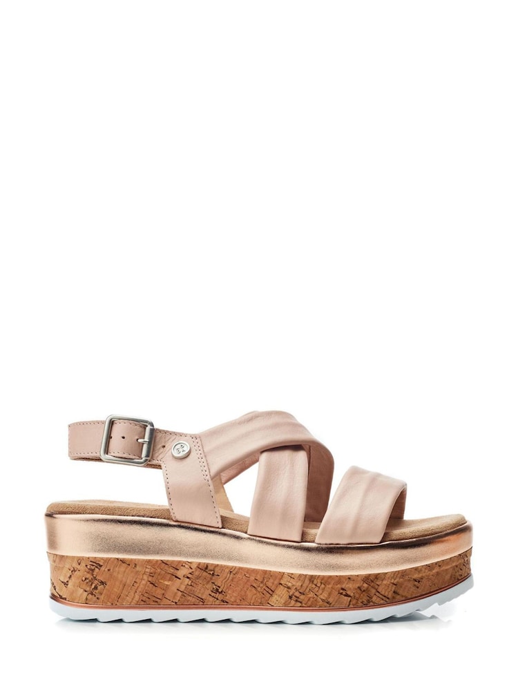 Moda In Pelle Romani Assymetric Part Cork Wedges - Image 1 of 4
