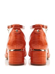 Moda in Pelle Niina One Band Low Wedge Comfort Orange Mules - Image 2 of 4