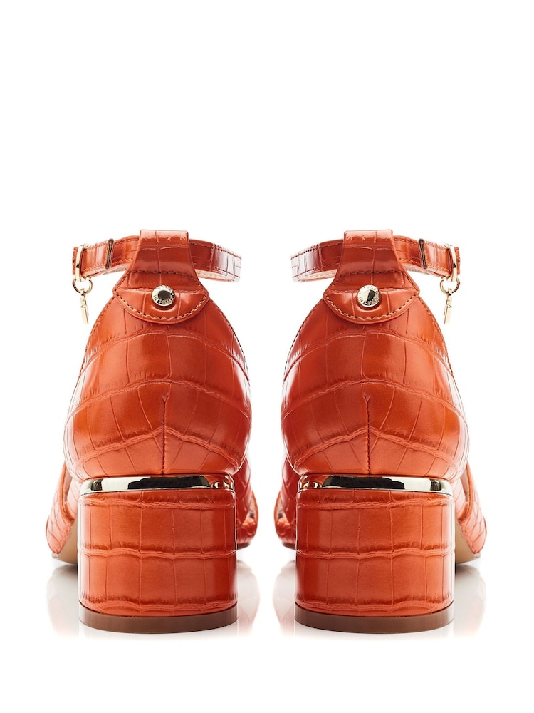 Moda in Pelle Niina One Band Low Wedge Comfort Orange Mules - Image 2 of 4