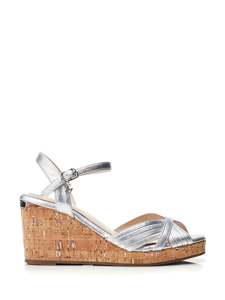 Plateado - Sandalias de cuña cruzadas Peppermint de Moda In Pelle - Imagen 1 de 4 Plateado - Sandalias de cuña cruzadas Peppermint de Moda In Pelle - Imagen 1 de 4