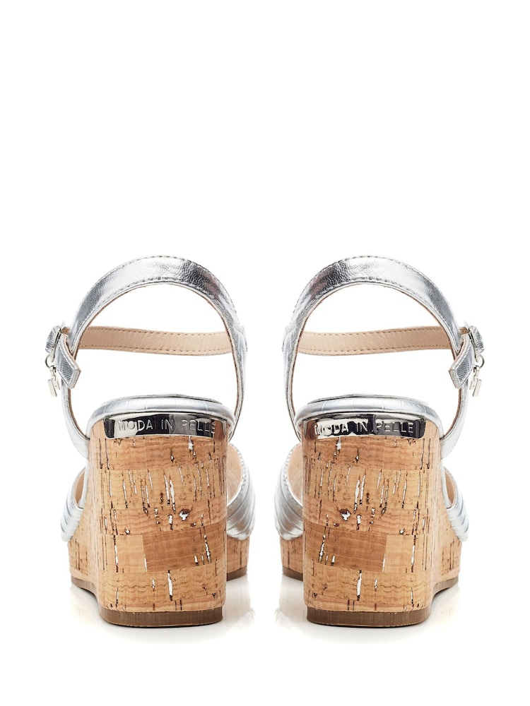 Plateado - Sandalias de cuña cruzadas Peppermint de Moda In Pelle - Imagen 2 de 4 Plateado - Sandalias de cuña cruzadas Peppermint de Moda In Pelle - Imagen 2 de 4