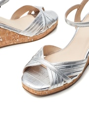 Plateado - Sandalias de cuña cruzadas Peppermint de Moda In Pelle - Imagen 4 de 4