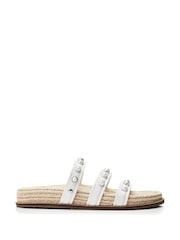 Moda in Pelle Orilla Espadrille Footbed Pearl White Sandals - Image 1 of 4