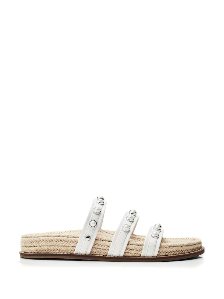 Moda in Pelle Orilla Espadrille Footbed Pearl White Sandals - Image 1 of 4
