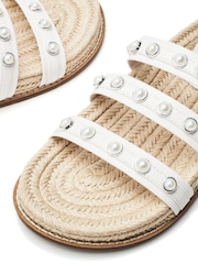 Moda in Pelle Orilla Espadrille Footbed Pearl White Sandals - Image 4 of 4