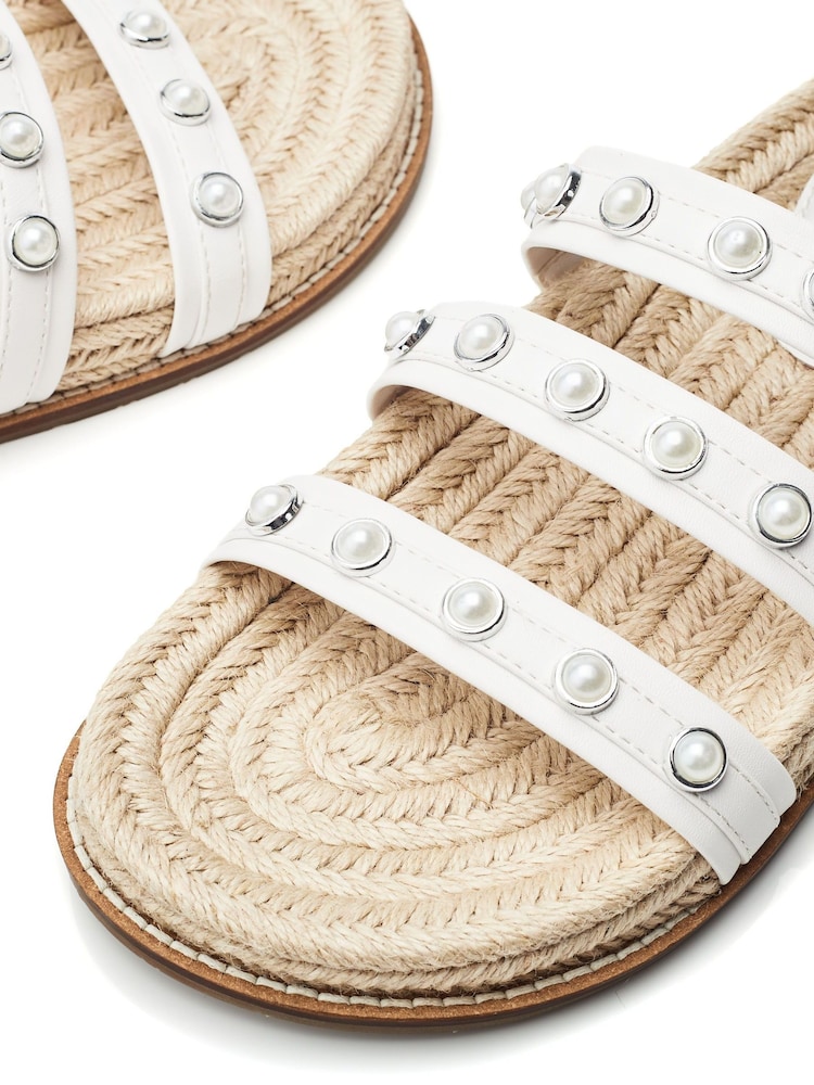 Moda in Pelle Orilla Espadrille Footbed Pearl White Sandals - Image 4 of 4