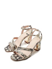 Moda in Pelle Animal Raeya Tubular Strappy Swoosh Heel Sandals - Image 3 of 4
